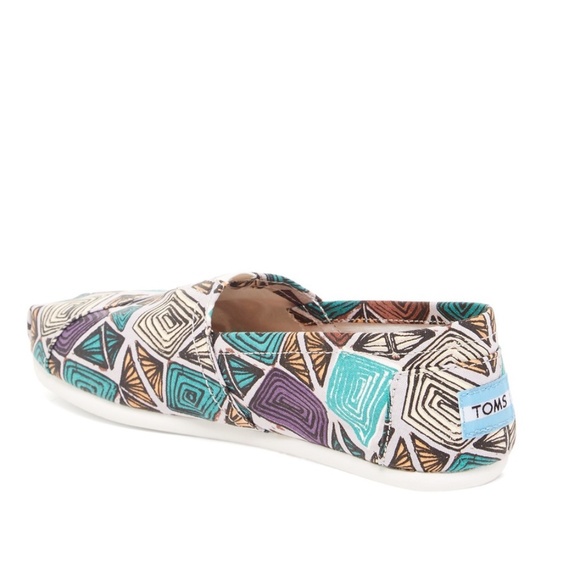 TOMS Tiki Canvas Print Slip On Loafers Espadrilles - Picture 8 of 8